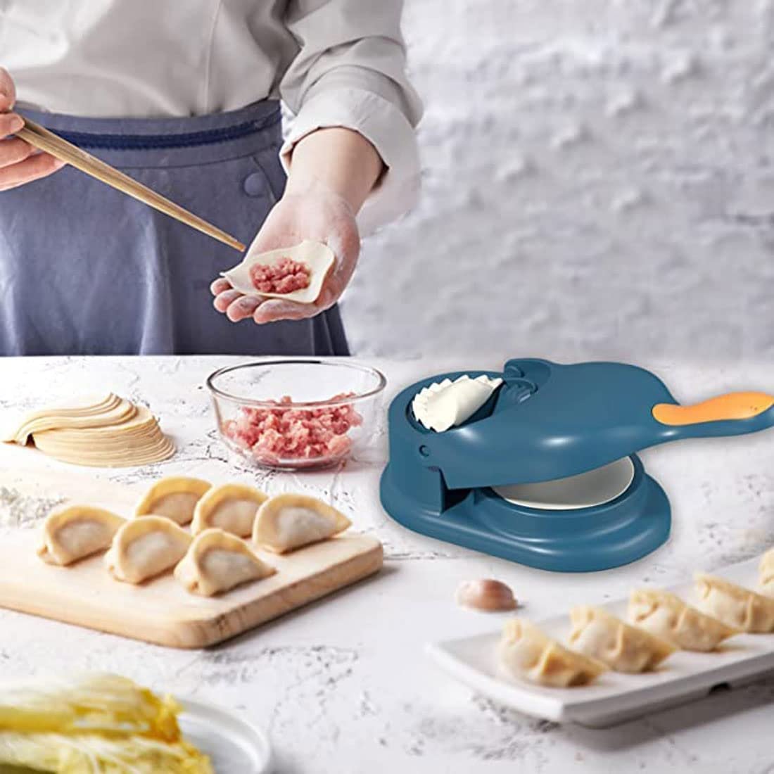 2-in-1 Manual Dumpling Maker & Dough Press Tool complete set